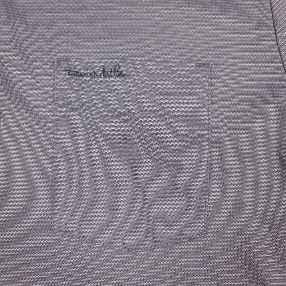 Travis Mathew Mens XL Shirt Purple Pima Cotton Blend Golf Polo Micro Stripe‎ Lux